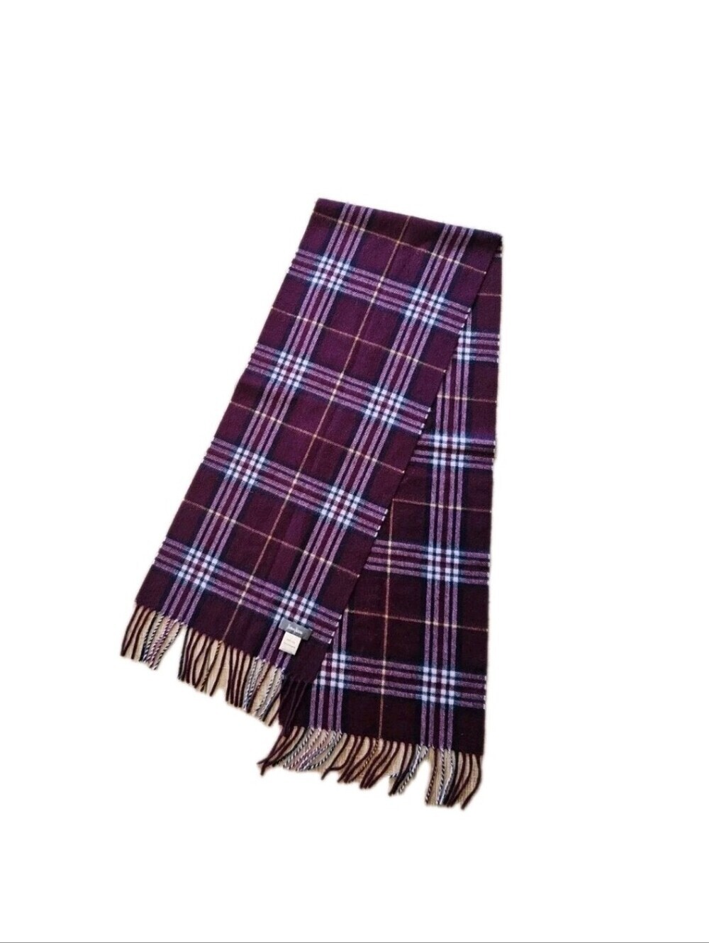 NEIMAN MARCUS Plaid Cashmere Fringe Scarf